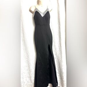 Miss Ord NWT Black Silver Sequin Sleeveless Top Corset Maxi Mermaid Dress Small